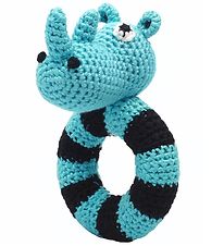 NatureZoo Rattle - Round - Sir Rhinoceros - Turquoise/Black