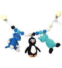 NatureZoo Pram Chain - Rhinoceros/Penguin/Elephant - Blue/Black