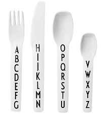 Design Letters Melamine Cutlery - 4 pcs - White w. Alphabet
