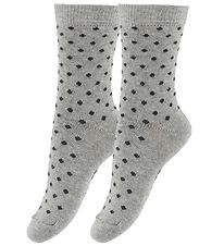 Fuzzies Socks - 2-Pack - Grey w. Dots