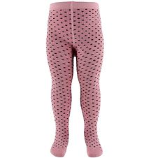Fuzzies Tights - Vintage Rose w. Charcoal Dots