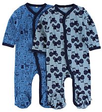 Pippi Baby Jumpsuit - 2-Pack - Blue/Light Blue w. Print