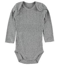 Noa Noa miniature Bodysuit - L/S - Grey Melange w. Pointelle