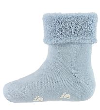 Fuzzies Baby Socks - Non-Slip - Light Blue
