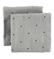 Liewood Muslin Cloth - 70x70 - 2-Pack - Grey w. Dots