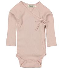 MarMar Wikkelromper l/s - Rib - Modaal - Roze