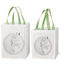 Bloomingville Storage Bags - 2 pcs - 30/40 cm - White/Green w. S