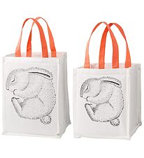 Bloomingville Storage Bags - 2 pcs - 30/40 cm - White/Coral w. R