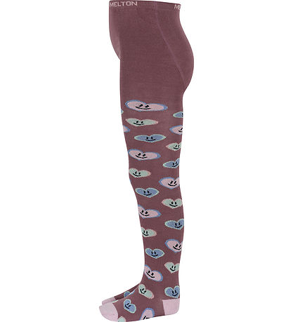 Melton Tights - Happy Hearts - Grape Shake