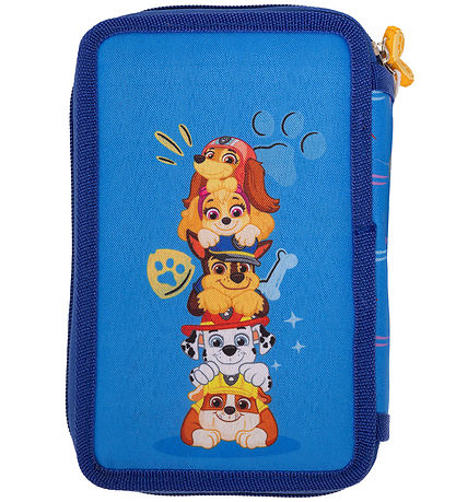 Paw Patrol Federmäppchen m. Inhalt - Doppel - Blau m. Print