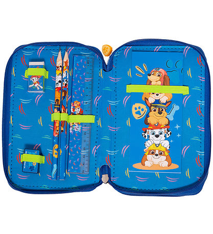 Paw Patrol Federmäppchen m. Inhalt - Doppel - Blau m. Print