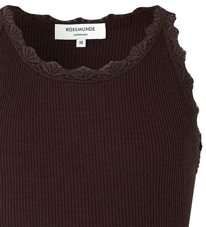 Rosemunde Topp - Silke/Bomull - Dark Espresso m. Spetsar