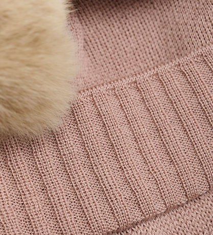 Huttelihut Beanie w. Earflaps - Knitted - Wool - Mahogany Rose w