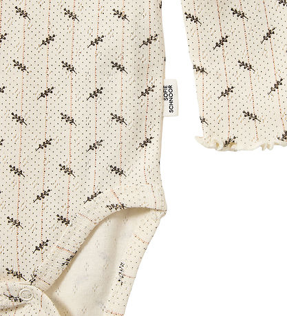 Sofie Schnoor Bodysuit L/æ - Dicte - Antique White w. Print/Poin