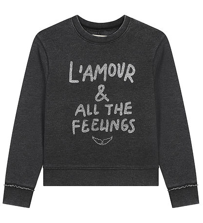 Zadig & Voltaire Sweatshirt - Schwarz/Silber m. Text
