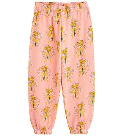 Mini Rodini Joggingbuxur - Winter Flowers Aop - Bleikt