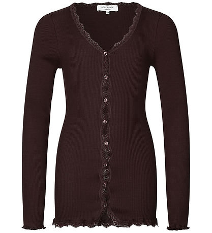 Rosemunde Cardigan - Silki/Bómull - Rib - Dark Espresso