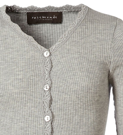 Rosemunde Cardigan - Seide/Baumwolle - Rib - Light Grey Melange