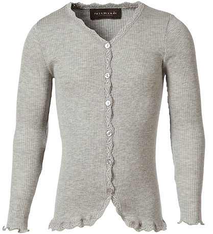 Rosemunde Cardigan - Seide/Baumwolle - Rib - Light Grey Melange
