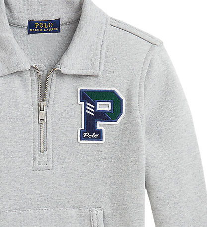 Polo Ralph Lauren Sweatshirt w. Zipper - Grey Melange w. Navy