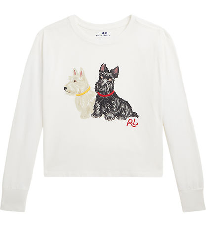 Polo Ralph Lauren Bluse - Kurz geschnitten - Weiß m. Hunde