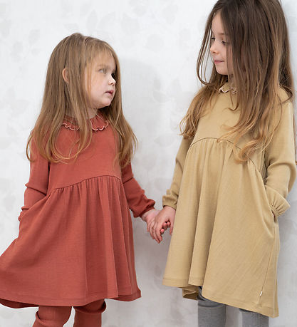 Minimalisma Kjóll - Ull - Listrænn - Autumn Blush
