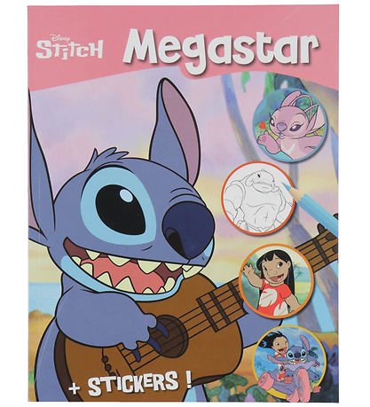 Megastar Colouring Book w. Stickers - 128 Pages - Disney Stitch
