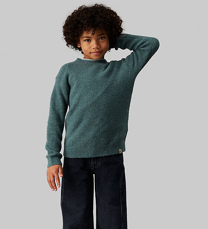 Calvin Klein Blússa - Boucle Crewneck - Prjónað - North Atlantic