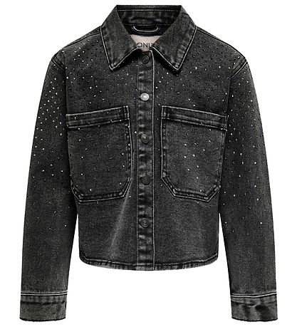 Kids Only Jeansjacke - KogCassie - verwaschen Black/Strass