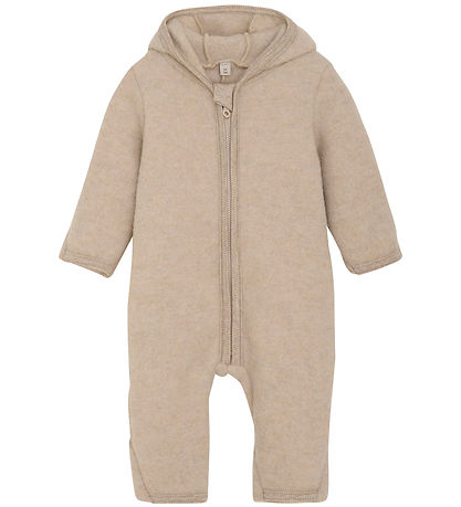 Huttelihut Pramsuit - Wool fleece - Camel Melange w. Ears