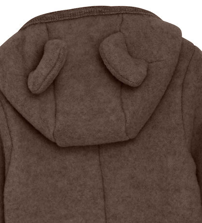 Huttelihut Pramsuit - Wool fleece - Brown Melange w. Ears
