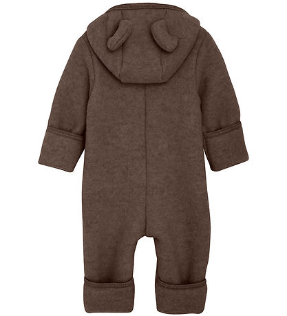 Huttelihut Pramsuit - Wool fleece - Brown Melange w. Ears