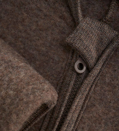 Huttelihut Pramsuit - Wool fleece - Brown Melange w. Ears