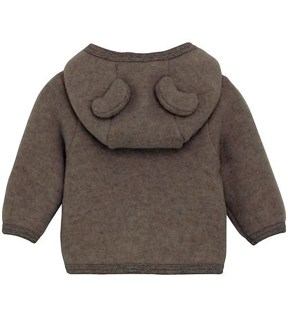 Huttelihut Cardigan - Wool fleece - Brown Melange w. Ears