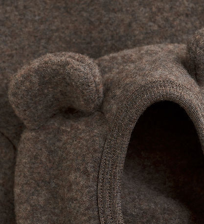 Huttelihut Cardigan - Wool fleece - Brown Melange w. Ears