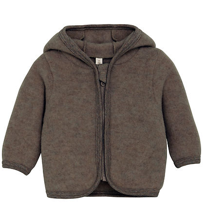 Huttelihut Cardigan - Wool fleece - Brown Melange w. Ears