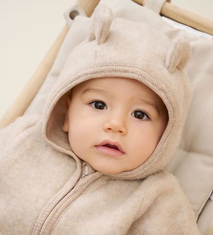 Huttelihut Cardigan - Wool fleece - Camel Melange w. Ears