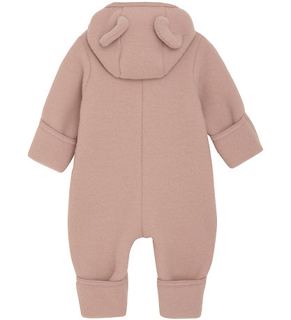 Huttelihut Pramsuit - Wool fleece - Mahogany Rose w. Ears