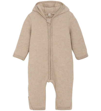 Huttelihut Pramsuit - Wool fleece - Camel Melange w. Ears