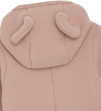 Huttelihut Pramsuit - Wool fleece - Mahogany Rose w. Ears