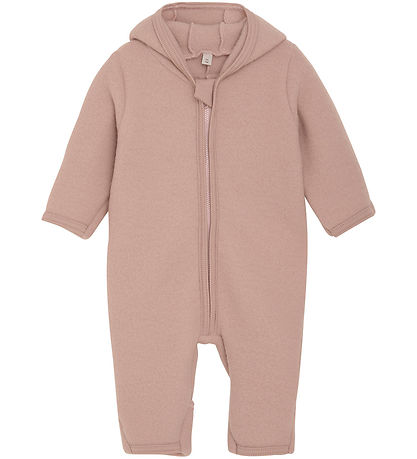 Huttelihut Pramsuit - Wool fleece - Mahogany Rose w. Ears