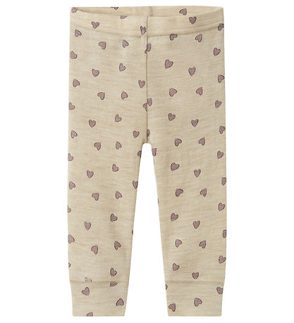 Name It Leggings - Wool - NbfWang - Pure Cashmere w. Hearts