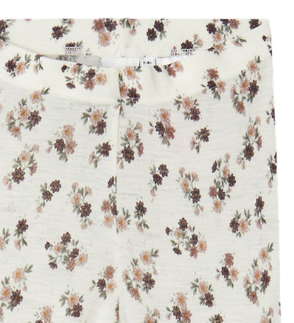 Name It Leggings - Wool - NkfWang - Snow White w. Pointelle