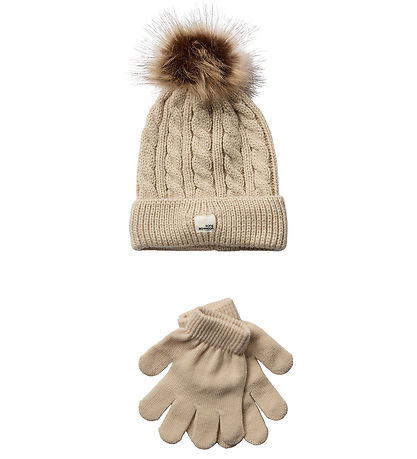Sofie Schnoor Beanie/Gloves - Knitted - Brown Melange