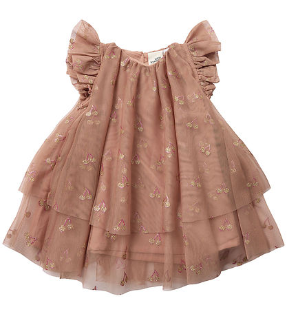 Sofie Schnoor Dress - Rosy Brown w. Cherry/Glitter