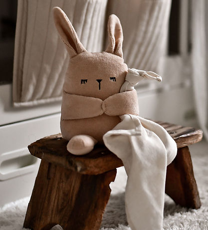 Fabelab Musical teddy bear - Bunny - 18 cm - Dusty Rose