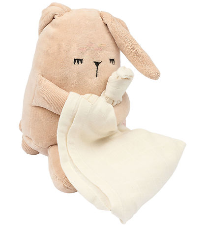 Fabelab Musical teddy bear - Bunny - 18 cm - Dusty Rose
