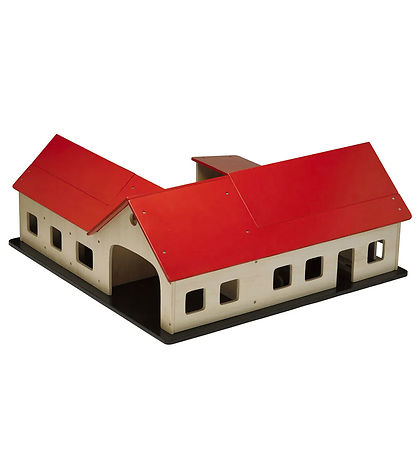 Ferme Krea - Bois - 60x60 cm - Naturel/Rouge