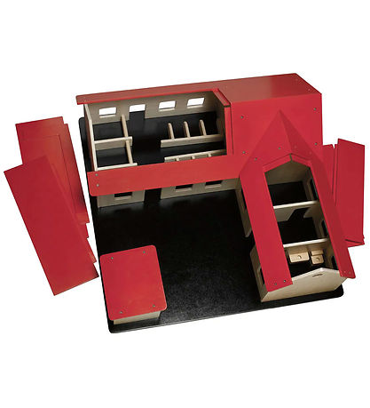Ferme Krea - Bois - 60x60 cm - Naturel/Rouge