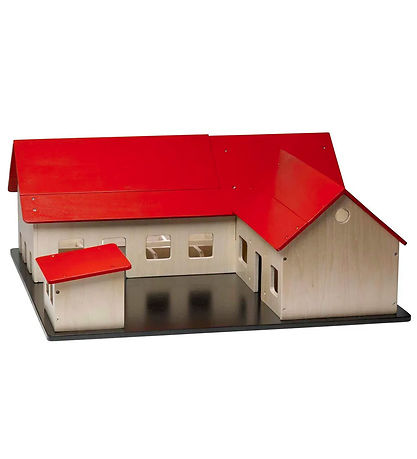 Ferme Krea - Bois - 60x60 cm - Naturel/Rouge